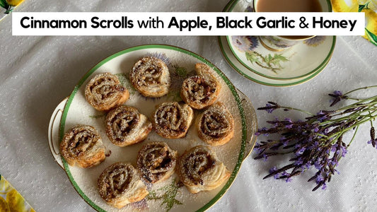 Cinnamon Scrolls with Apple Black Garlic and Honey